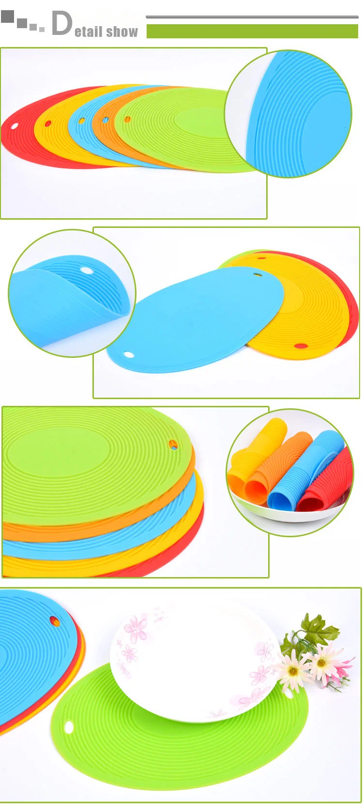 Custom Silicone Heat Resistant Placemats for Dinner Table